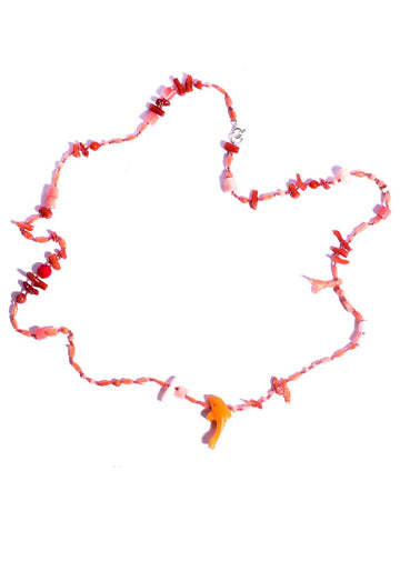 Coral & Agate Dolphin •  Hand-Strung Necklace