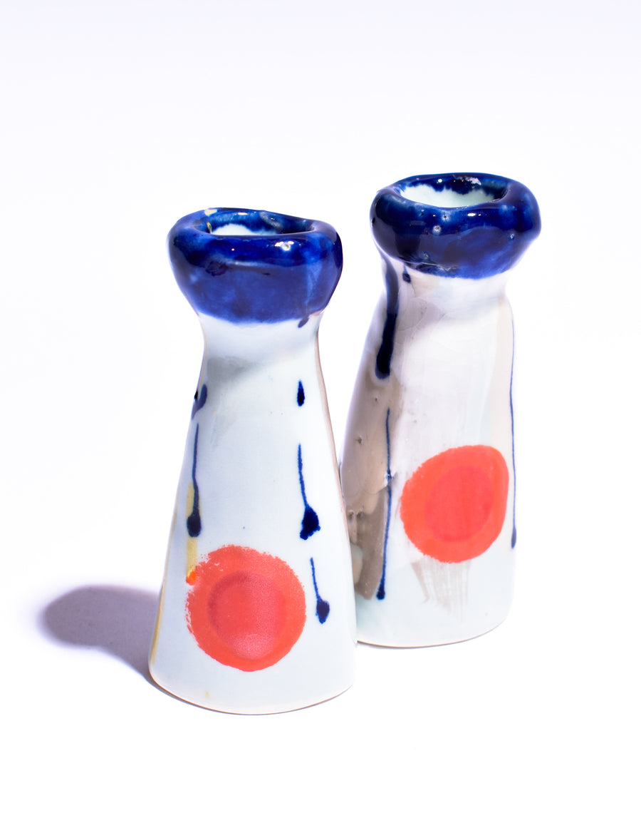 Hand Decorated Ceramic Candle Holders • Tall Boy